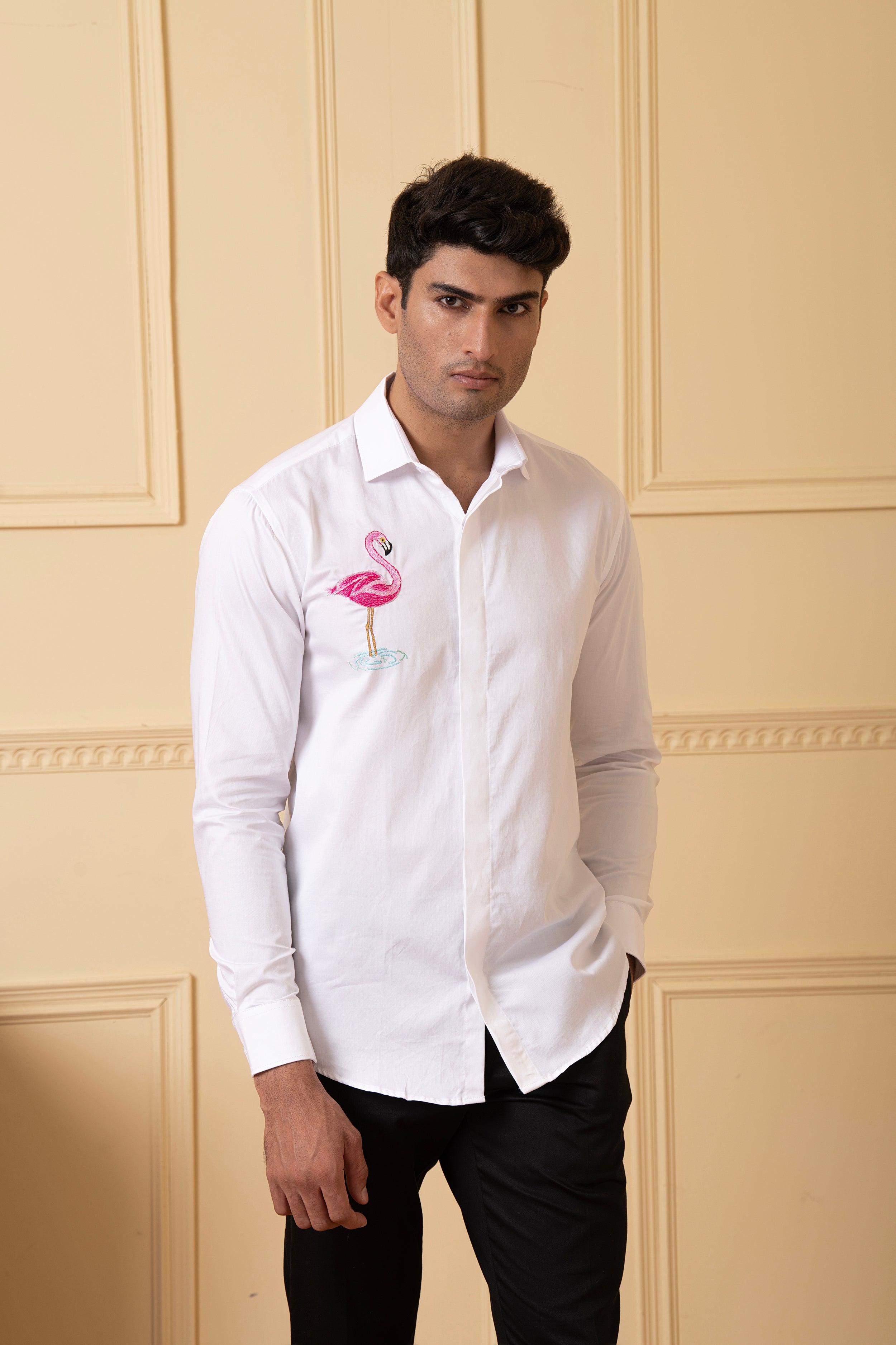 Swan Embroidery Shirt by Hilo Design - Distacart