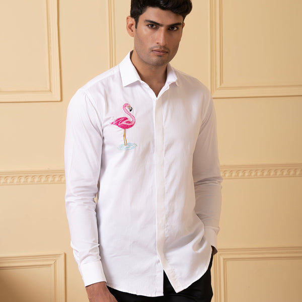 Swan Embroidery Shirt by Hilo Design - Distacart