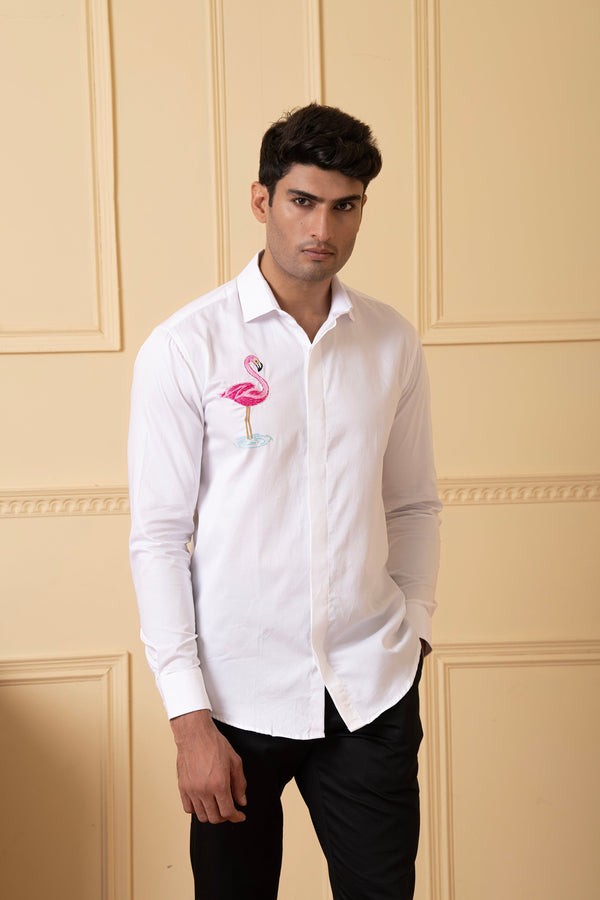Swan Embroidery Shirt by Hilo Design