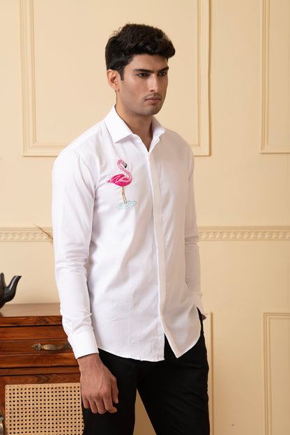 Swan Embroidery Shirt by Hilo Design - Distacart