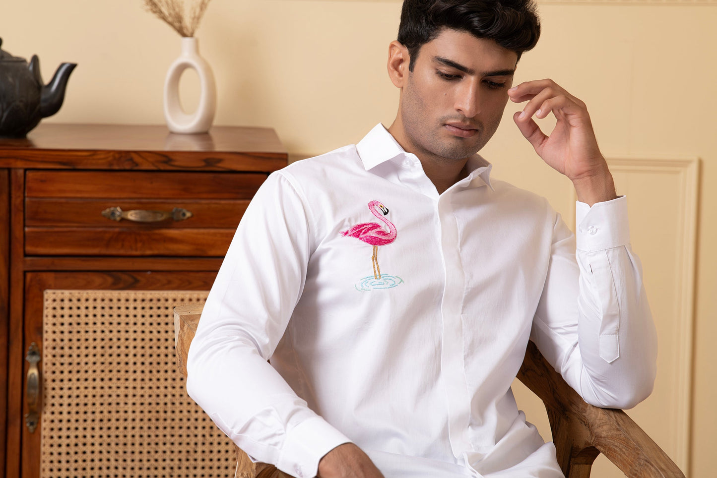 Swan Embroidery Shirt by Hilo Design - Distacart