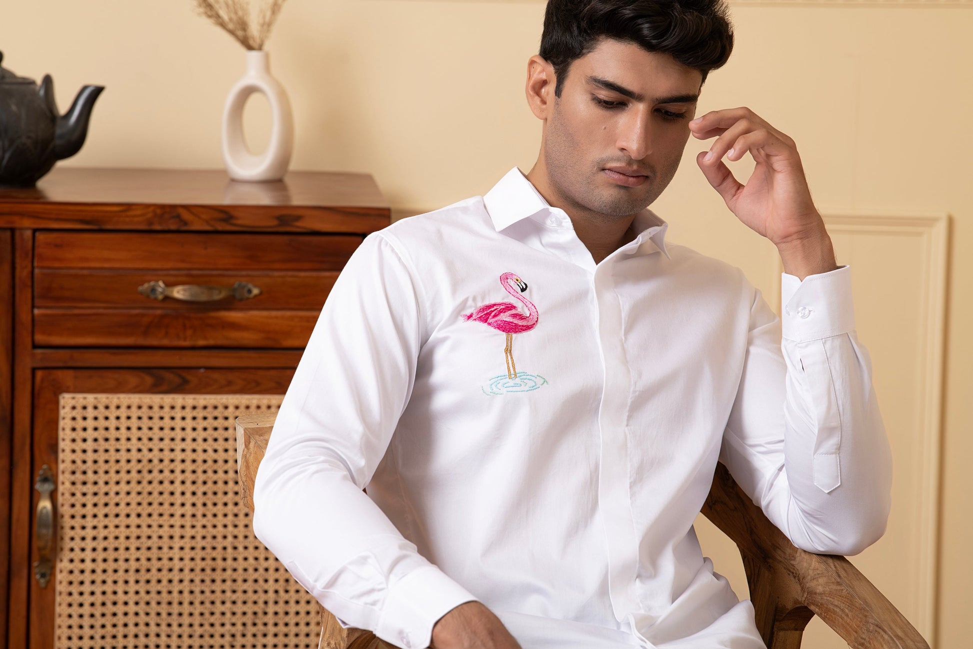 Swan Embroidery Shirt by Hilo Design - Distacart