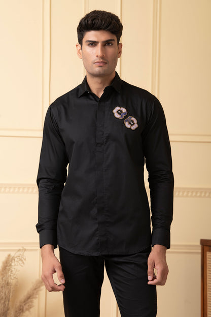 Flower Buds Embroidery Shirt by Hilo Design - Distacart