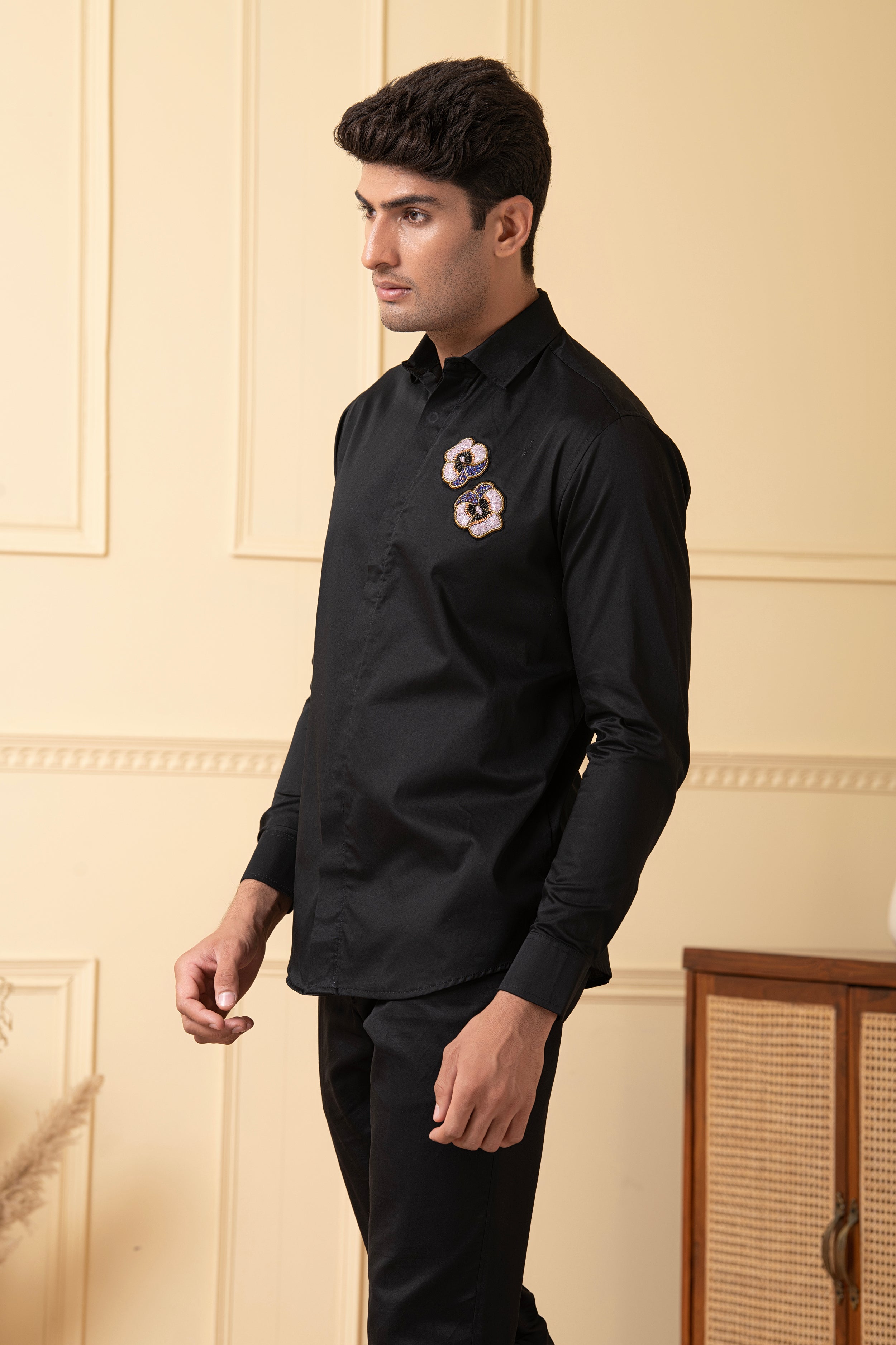 Flower Buds Embroidery Shirt by Hilo Design - Distacart