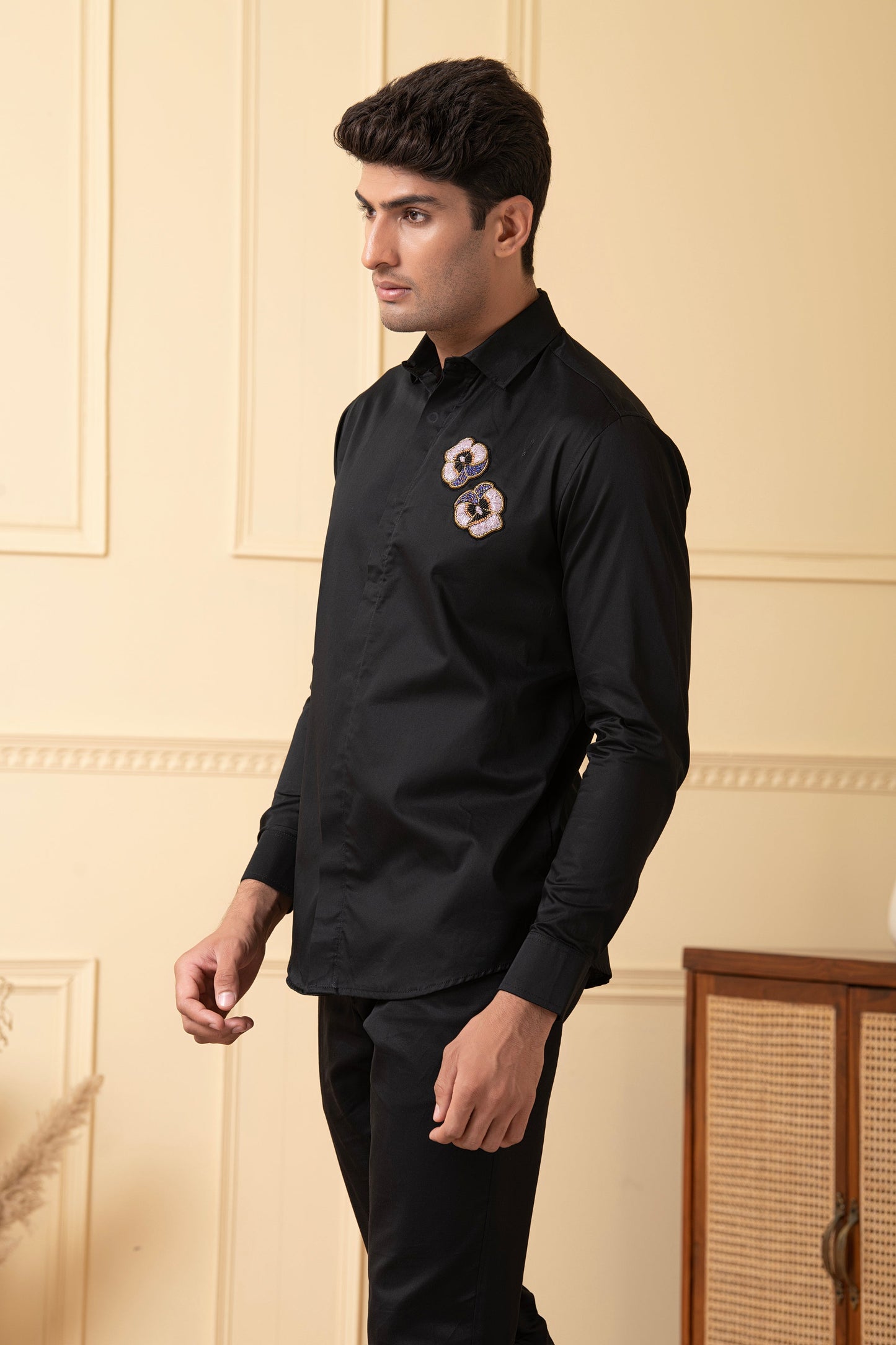 Flower Buds Embroidery Shirt by Hilo Design - Distacart