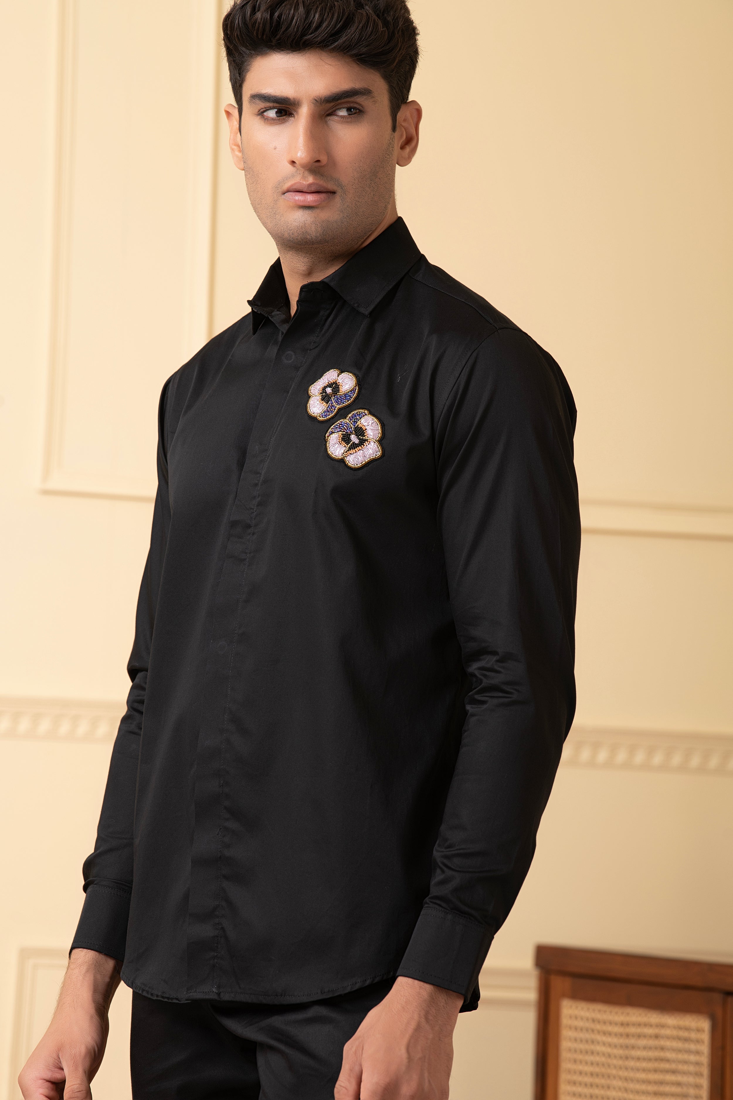 Flower Buds Embroidery Shirt by Hilo Design - Distacart