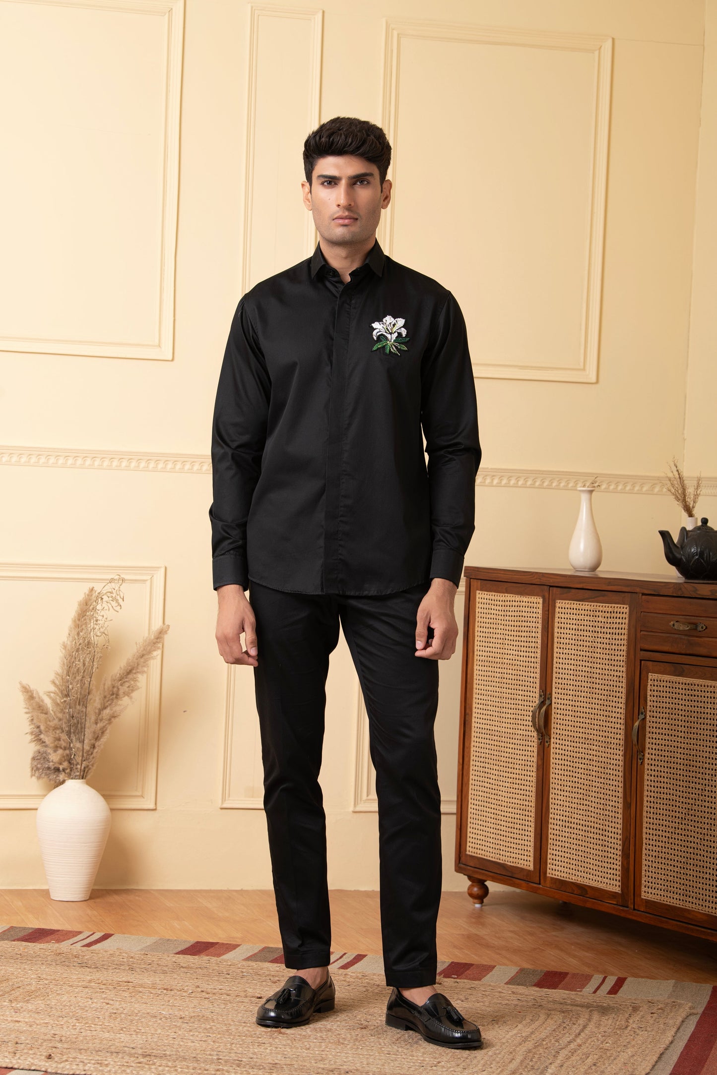 Flower Embroidery Shirt by Hilo Design - Distacart