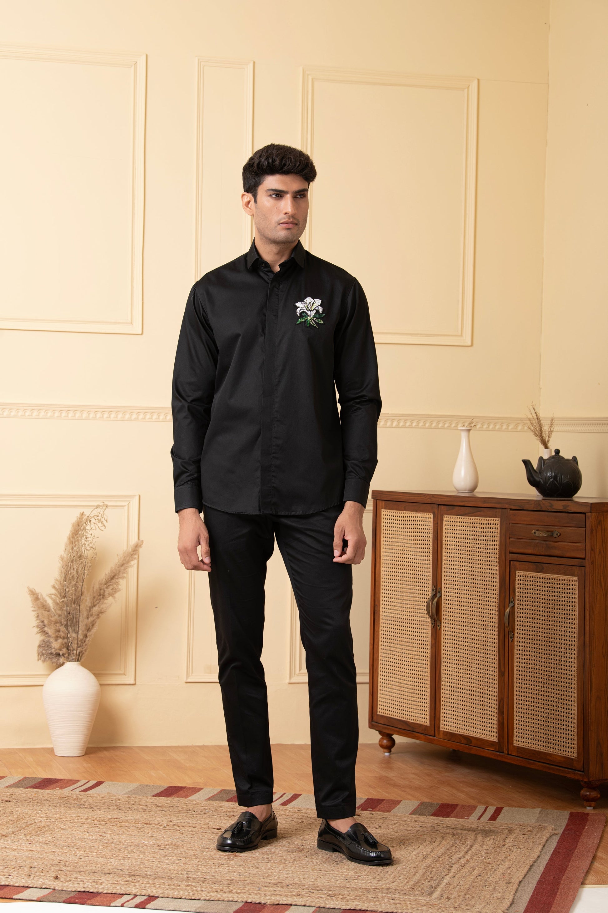 Flower Embroidery Shirt by Hilo Design - Distacart