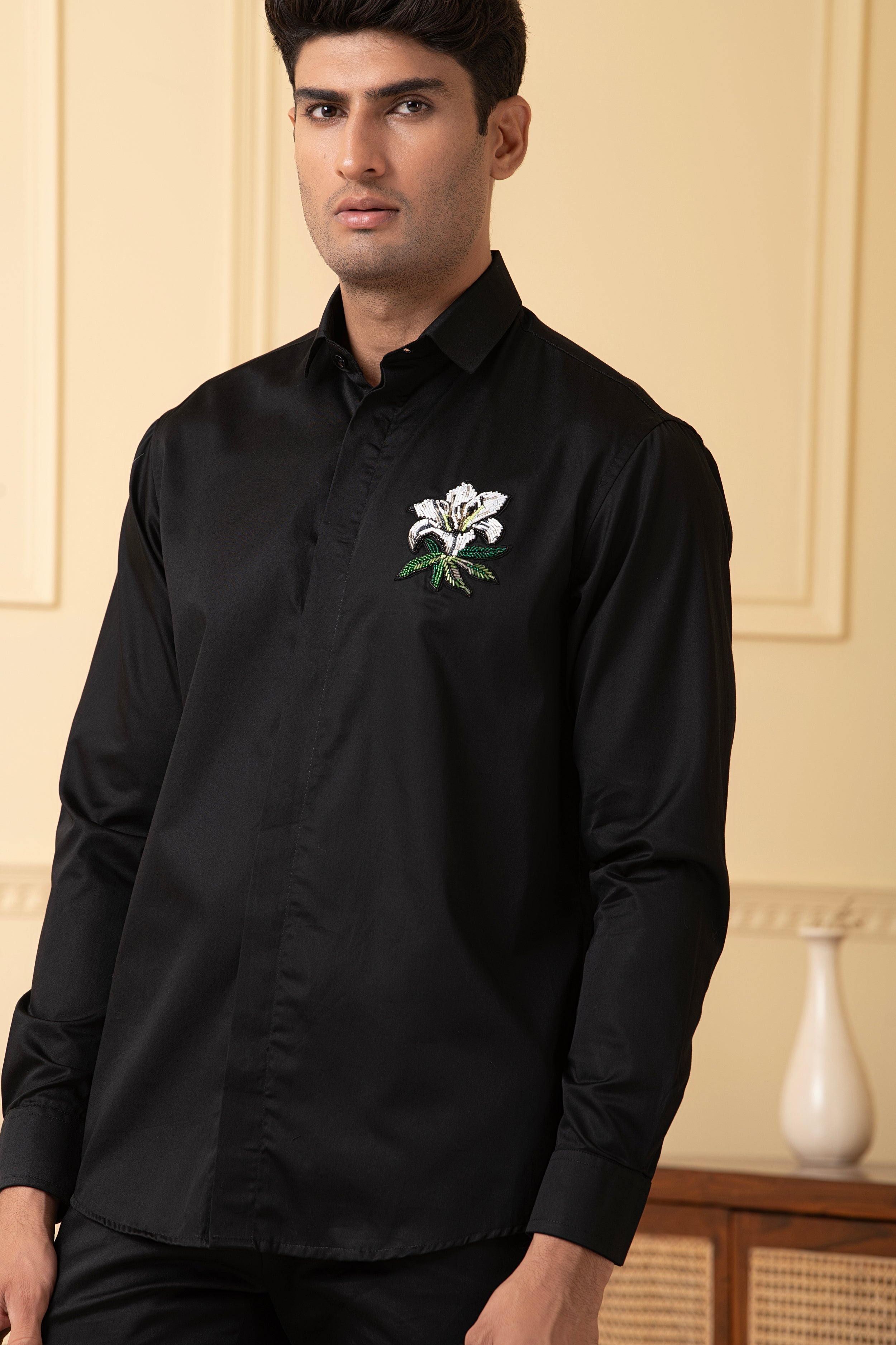 Flower Embroidery Shirt by Hilo Design - Distacart