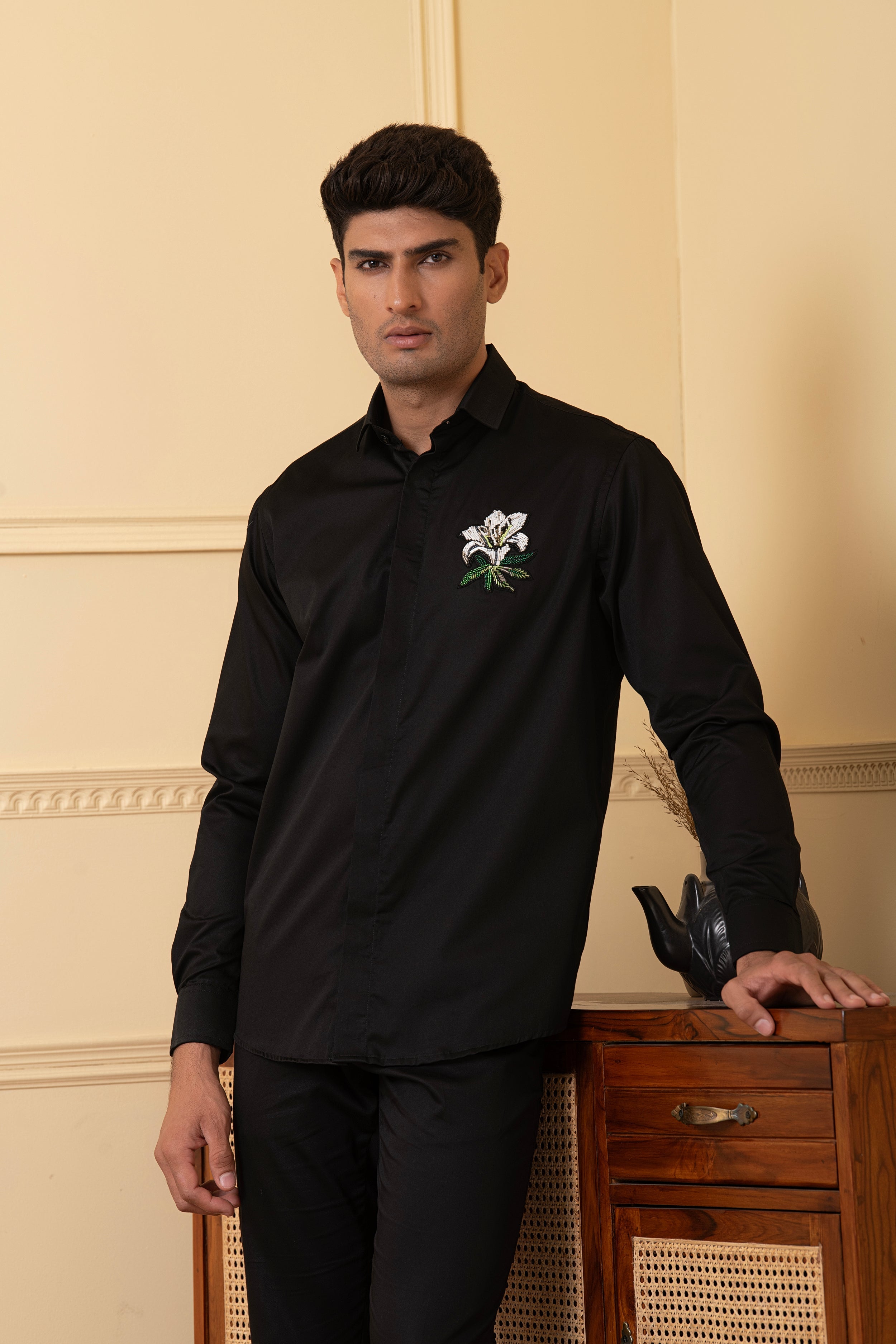 Flower Embroidery Shirt by Hilo Design - Distacart