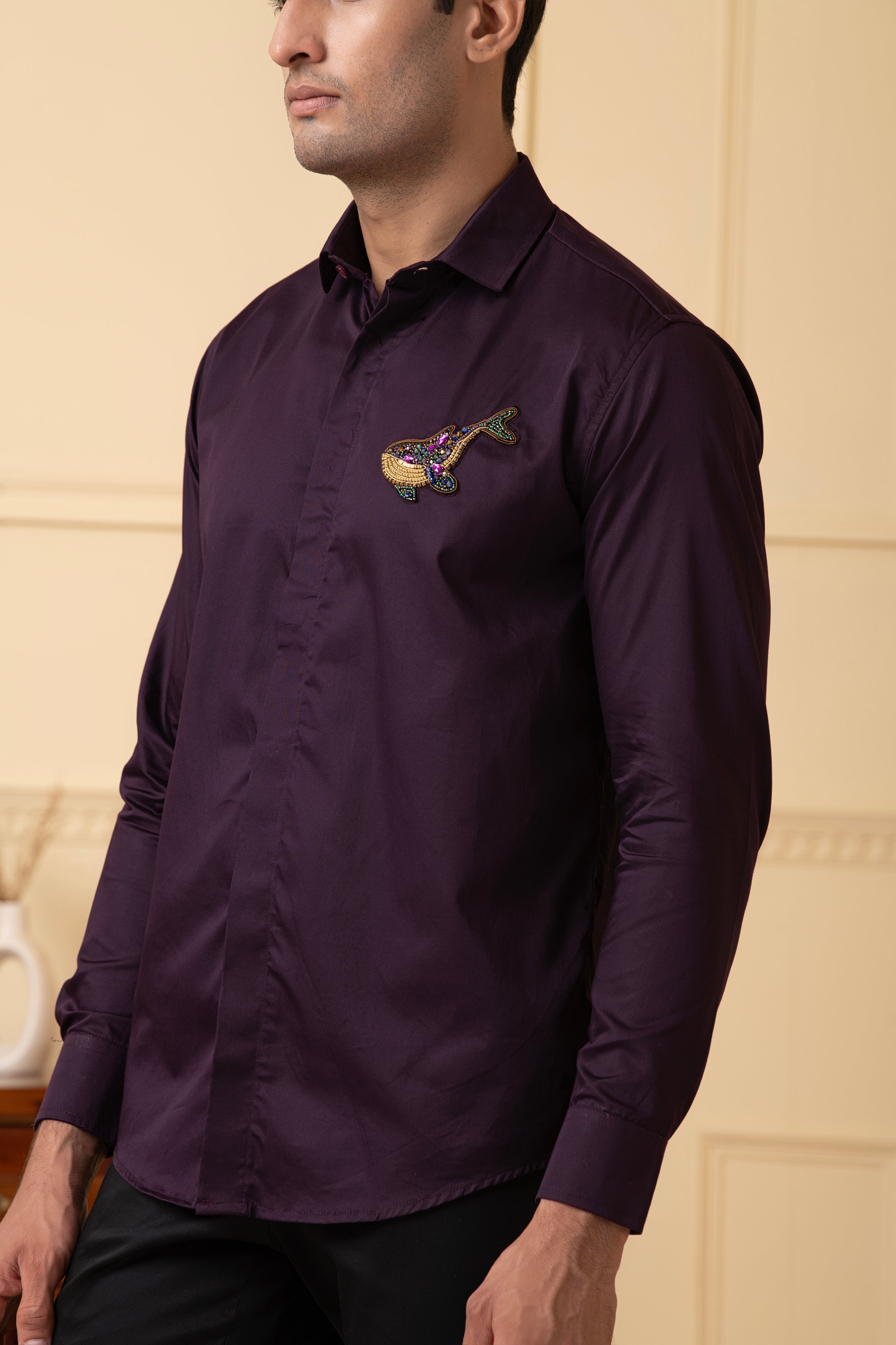 Whale Embroidery Shirt by Hilo Design - Distacart