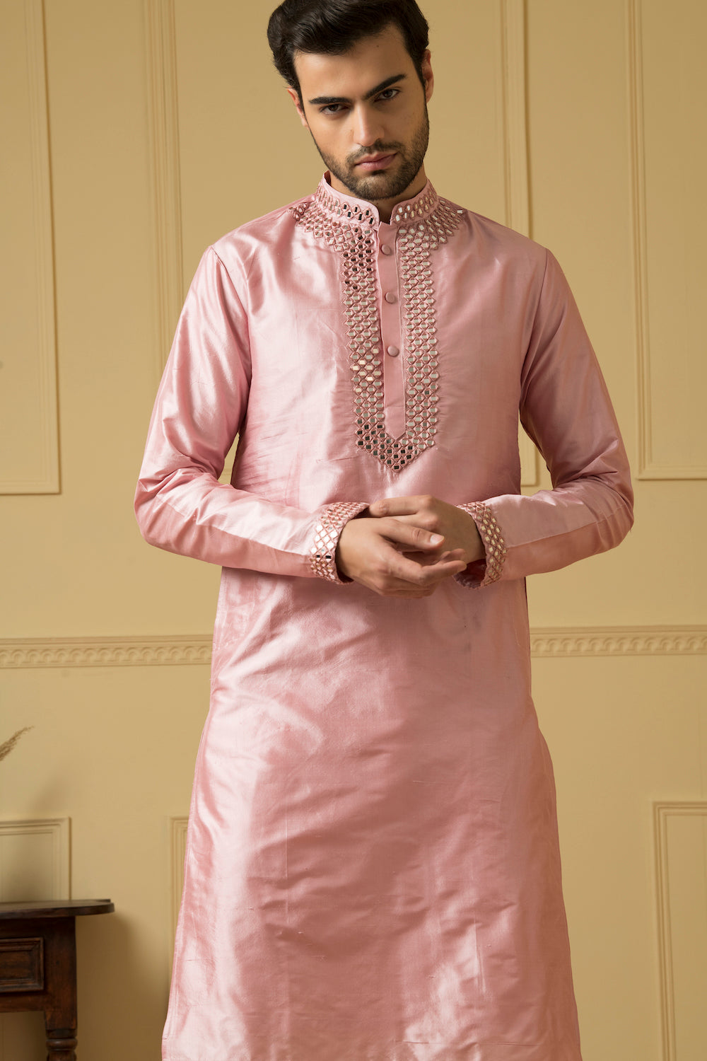 Pink Mirror Kurta by Hilo Design - Distacart