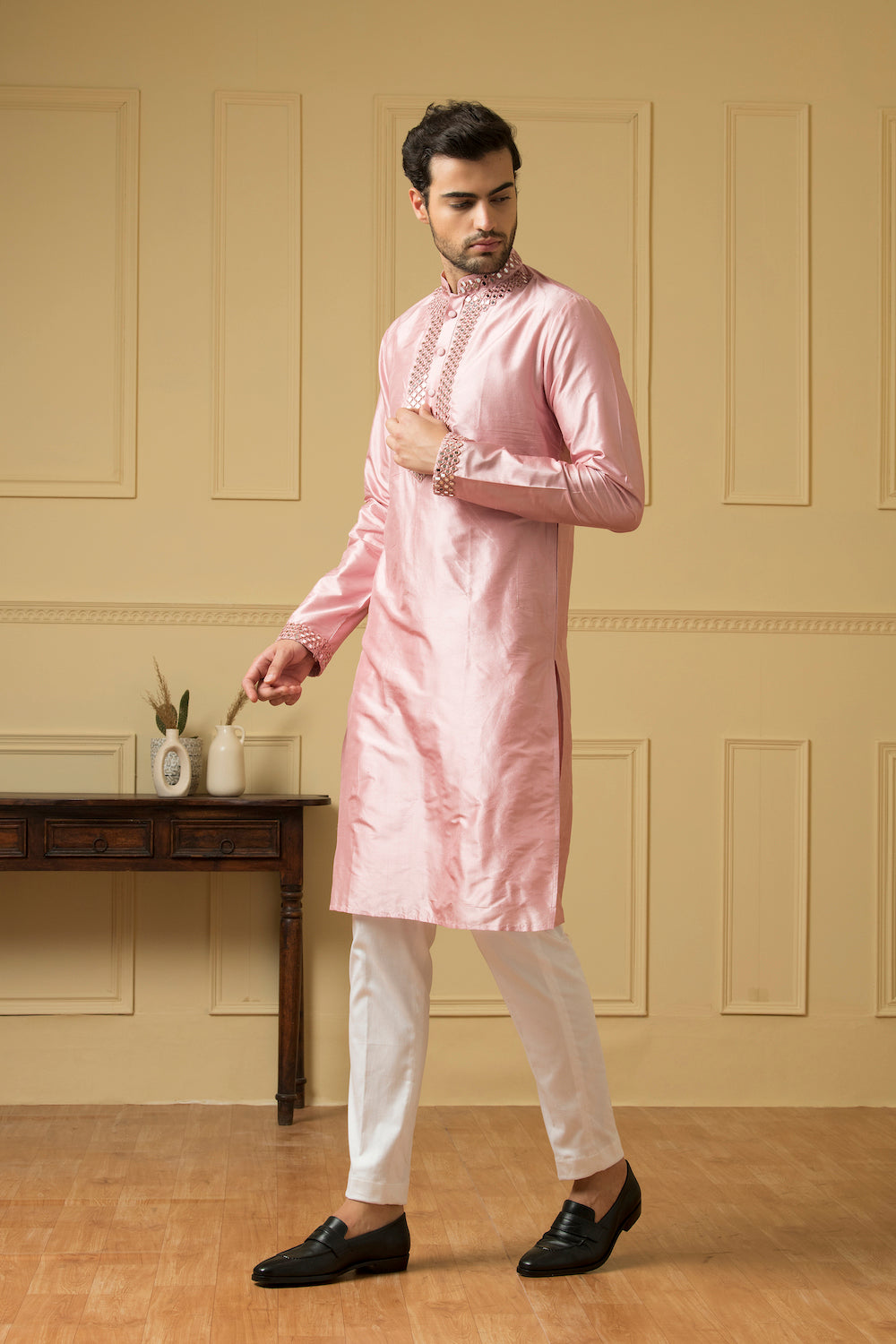 Pink Mirror Kurta by Hilo Design - Distacart