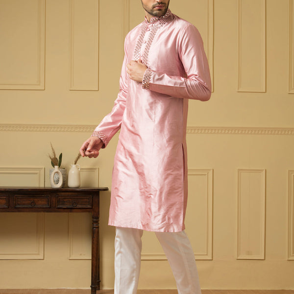 Pink Mirror Kurta by Hilo Design - Distacart