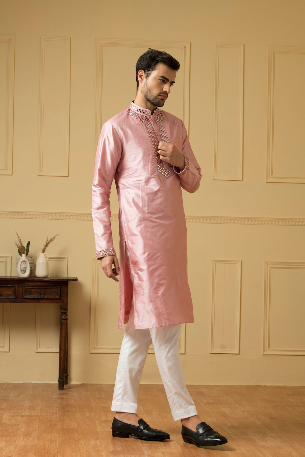 Pink Mirror Kurta by Hilo Design