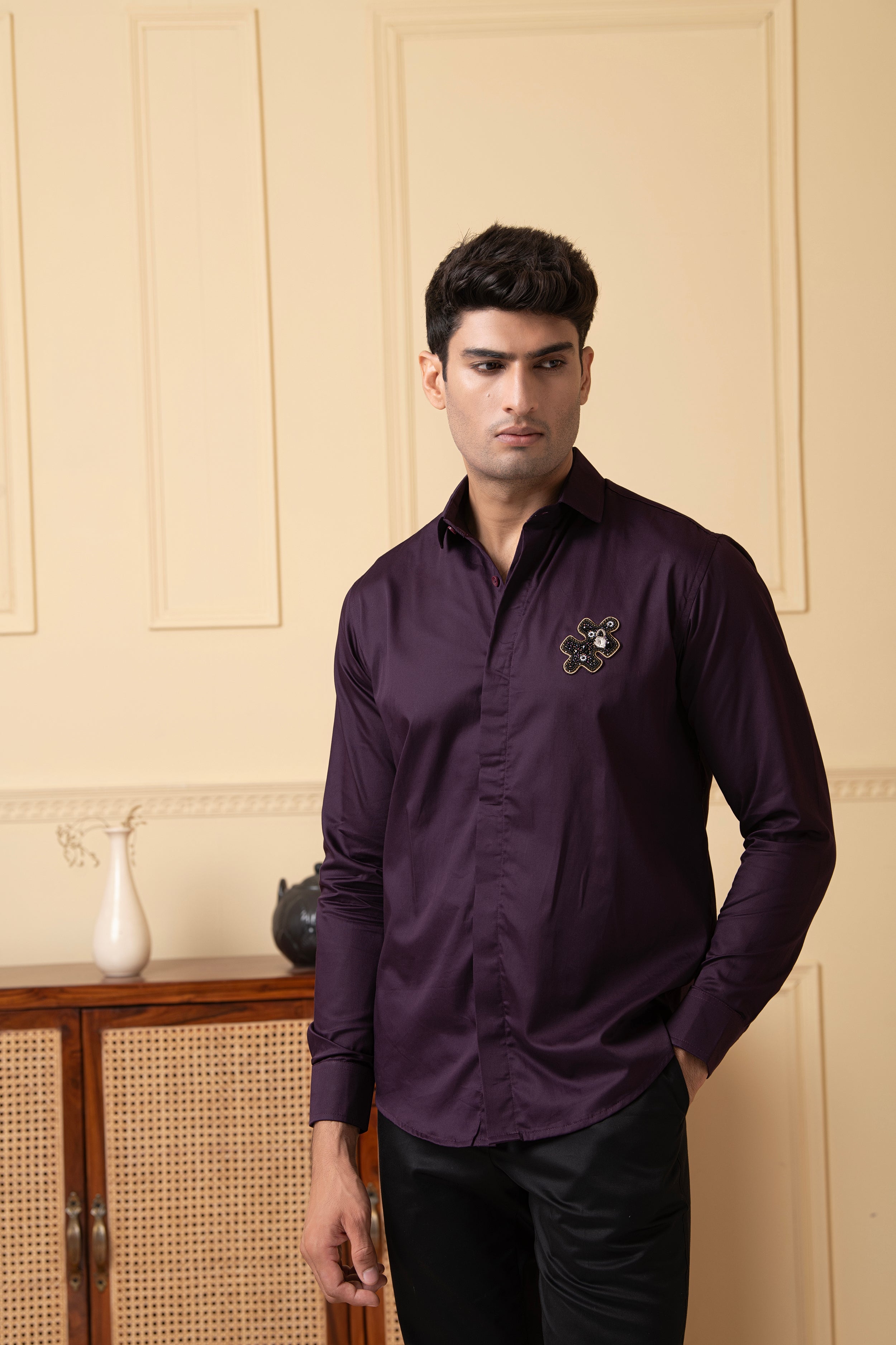 Fierce Panther Embroidered Shirt by Hilo Design - Distacart