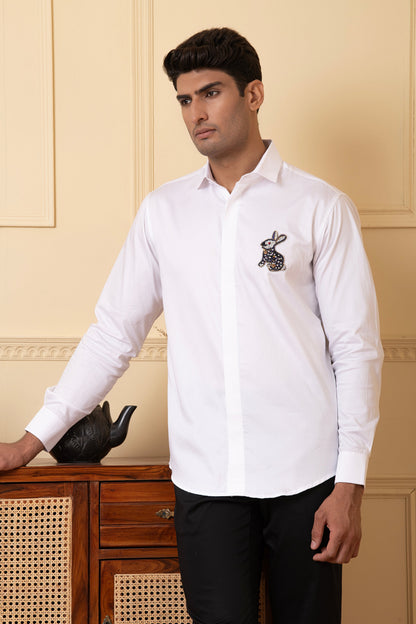Rabbit Embroidery Shirt by Hilo Design - Distacart