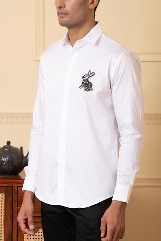 Rabbit Embroidery Shirt by Hilo Design - Distacart