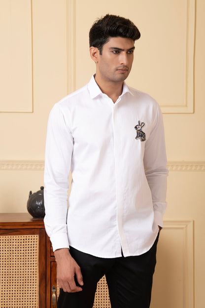 Rabbit Embroidery Shirt by Hilo Design - Distacart