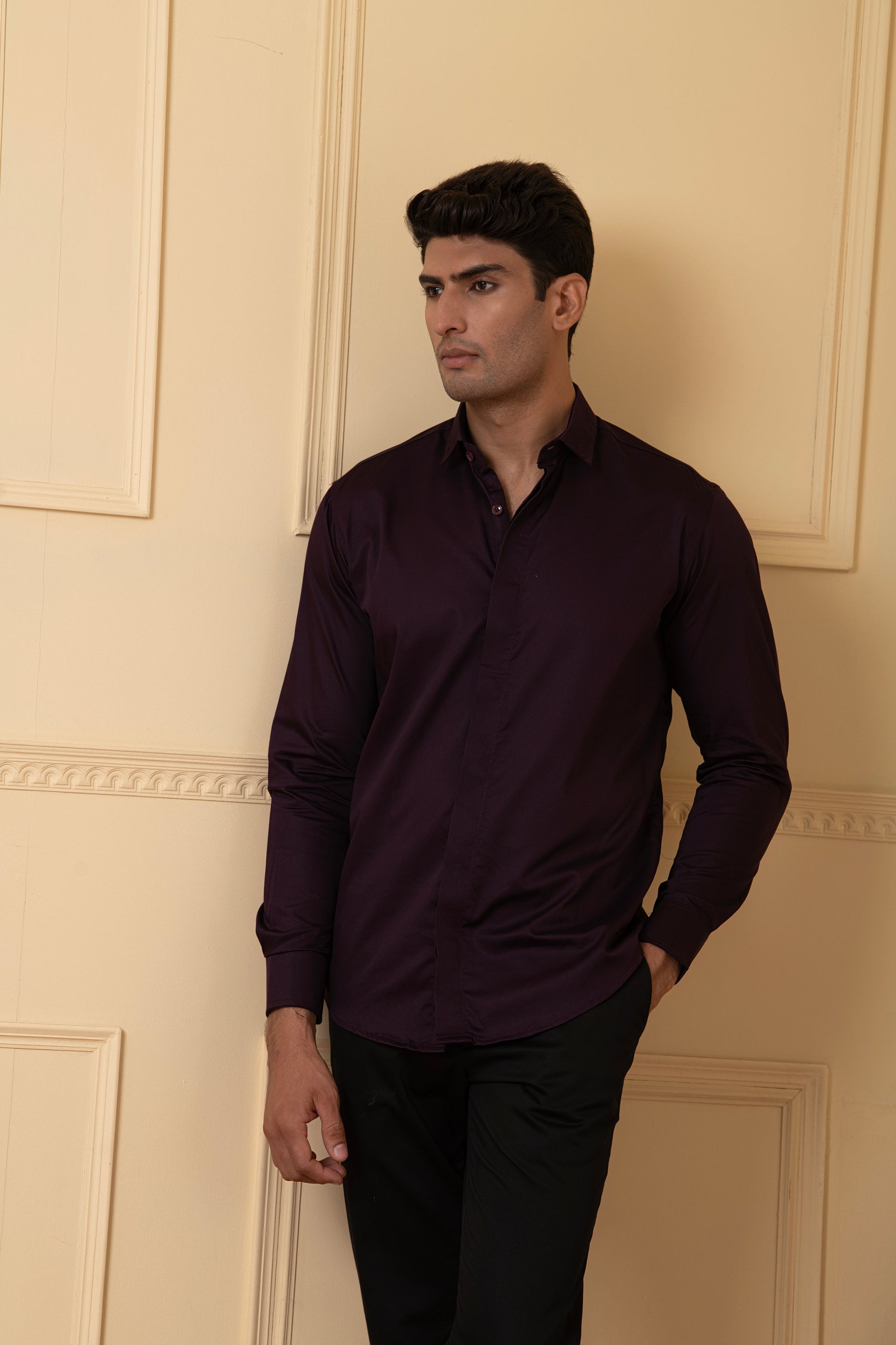 Solid Purple Plain Shirt by Hilo Design - Distacart