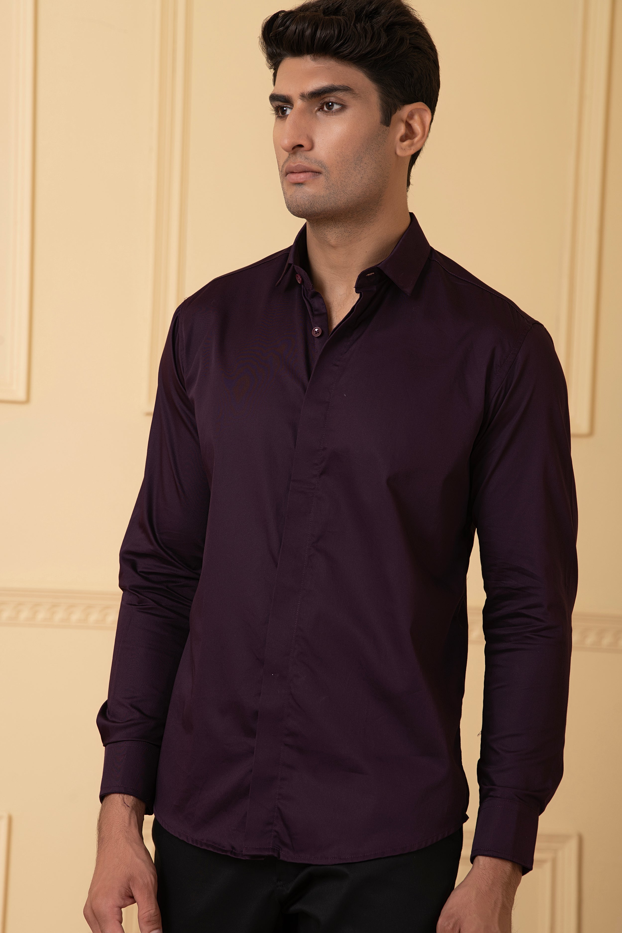 Solid Purple Plain Shirt by Hilo Design - Distacart