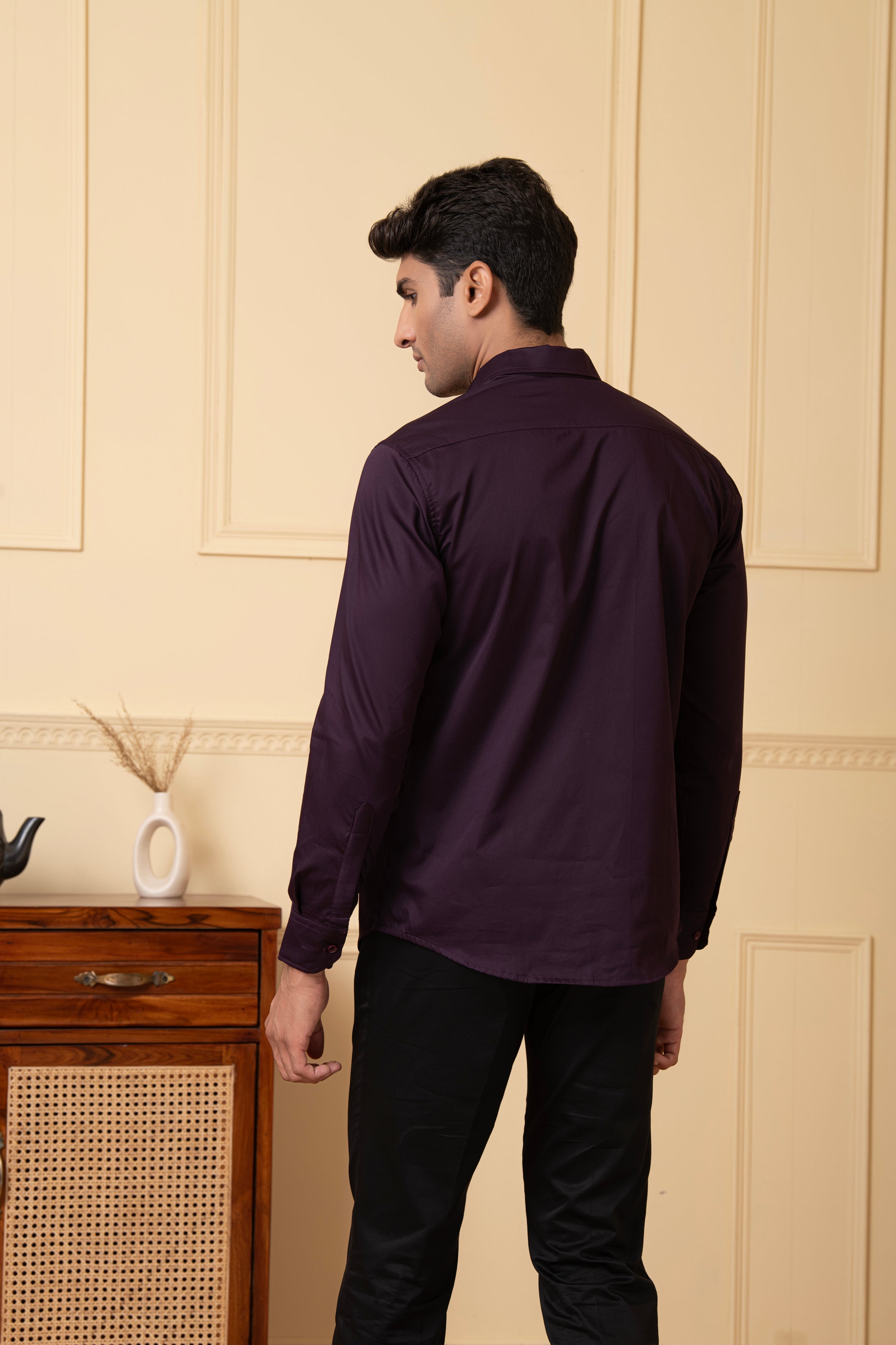 Solid Purple Plain Shirt by Hilo Design