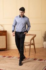 Thumbnail for Grey Shirt With Black Patch Below The Pocket, And Black Collar by Hilo Design