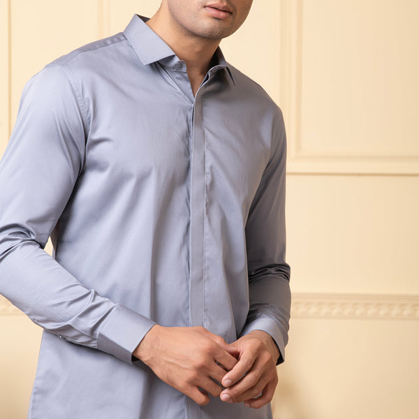 Solid Grey Plain Shirt by Hilo Design - Distacart