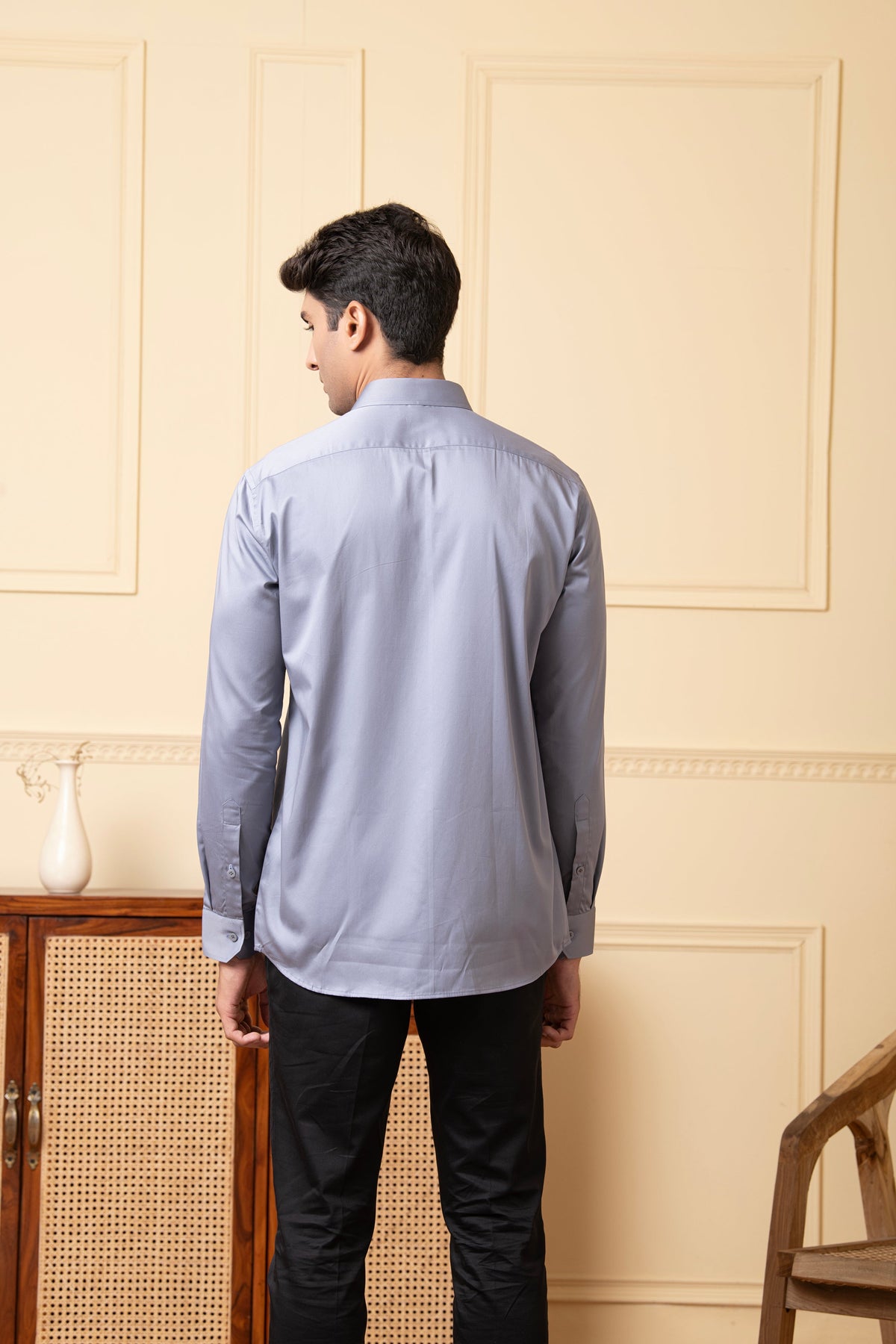 Solid Grey Plain Shirt by Hilo Design - Distacart