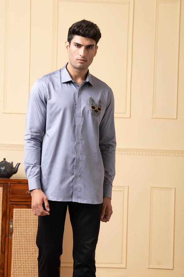 Puppy Face Embroidery Shirt by Hilo Design