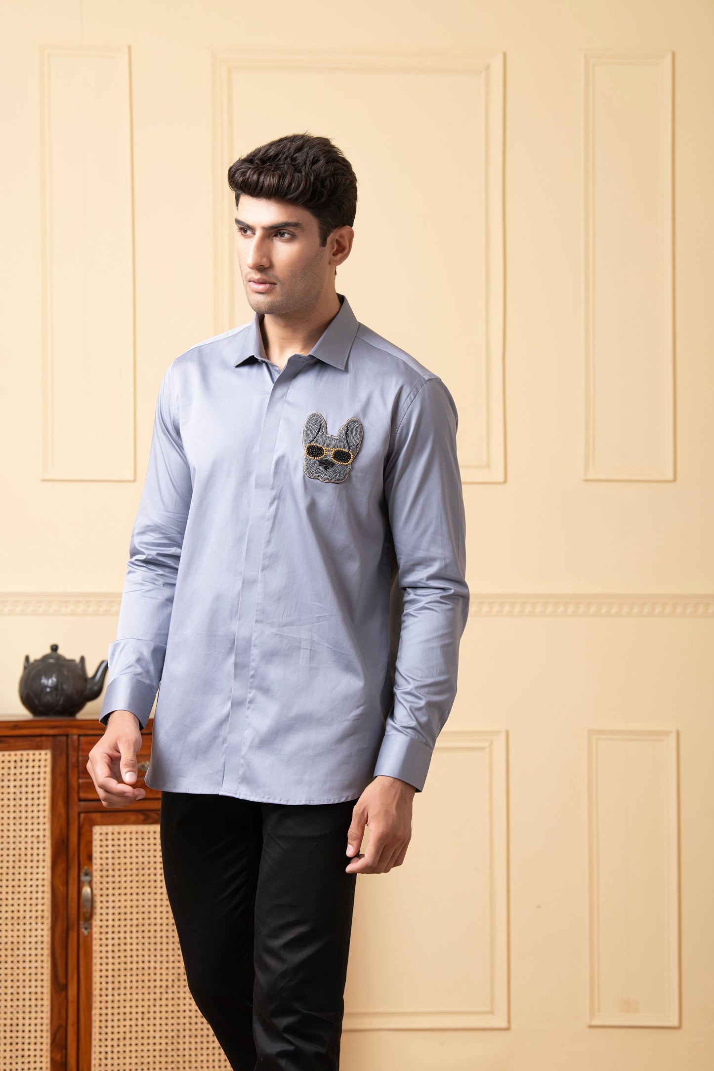 Puppy Face Embroidery Shirt by Hilo Design - Distacart