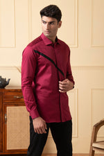 Thumbnail for Red Shirt With V-Shaped Black Strip by Hilo Design