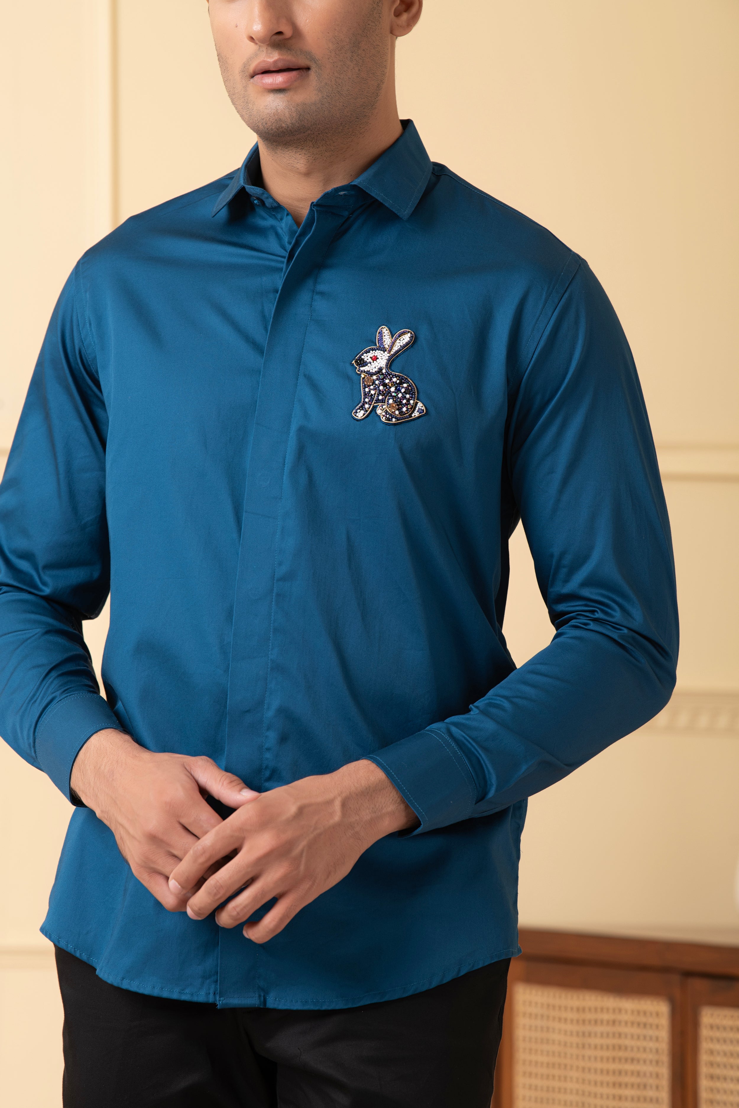 Rabbit Embroidery Shirt by Hilo Design - Distacart