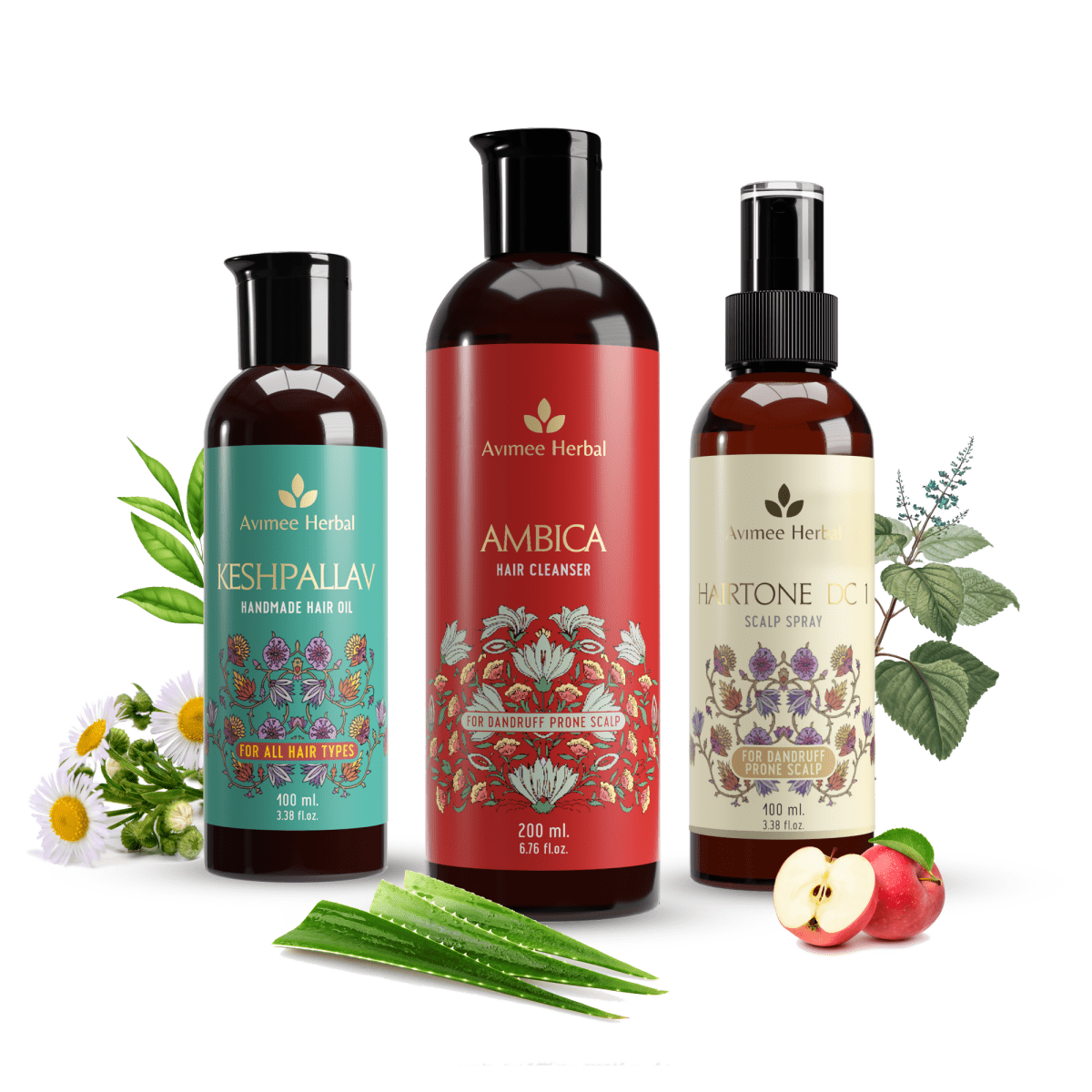 Avimee Herbal Anti Dandruff Kit - Oil, Scalp Spray, and Cleanser, Fights Dandruff & Moisturises Scalp Naturally - Distacart