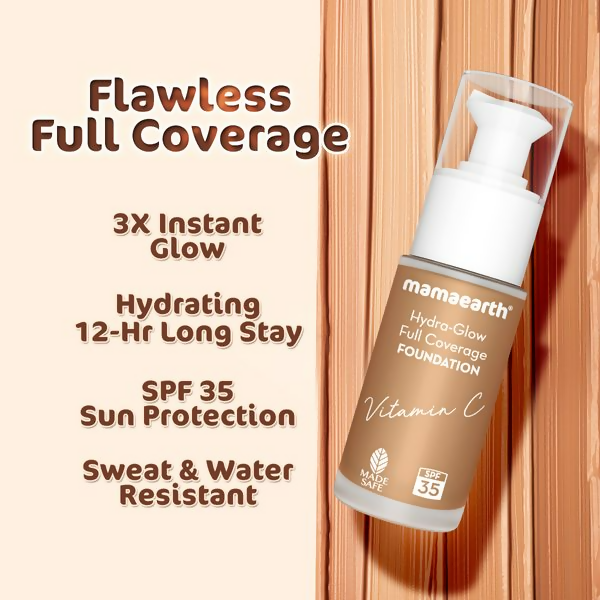 Mamaearth Hydra-Glow Full Coverage Foundation With Vitamin C & Turmeric - Nude Glow - Distacart