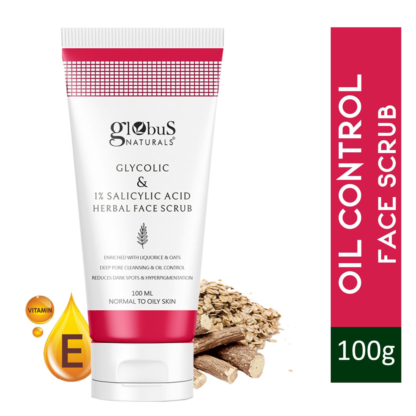 Globus Naturals Glycolic & 1% Salicylic Acid Herbal Anti Acne Face Scrub