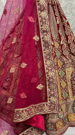 Thumbnail for Jyoti Fashion Women's Rani Pink Velvet Fancy Dori, Zari with Multi Thread Embroidered Wedding Lehenga Choli - Distacart
