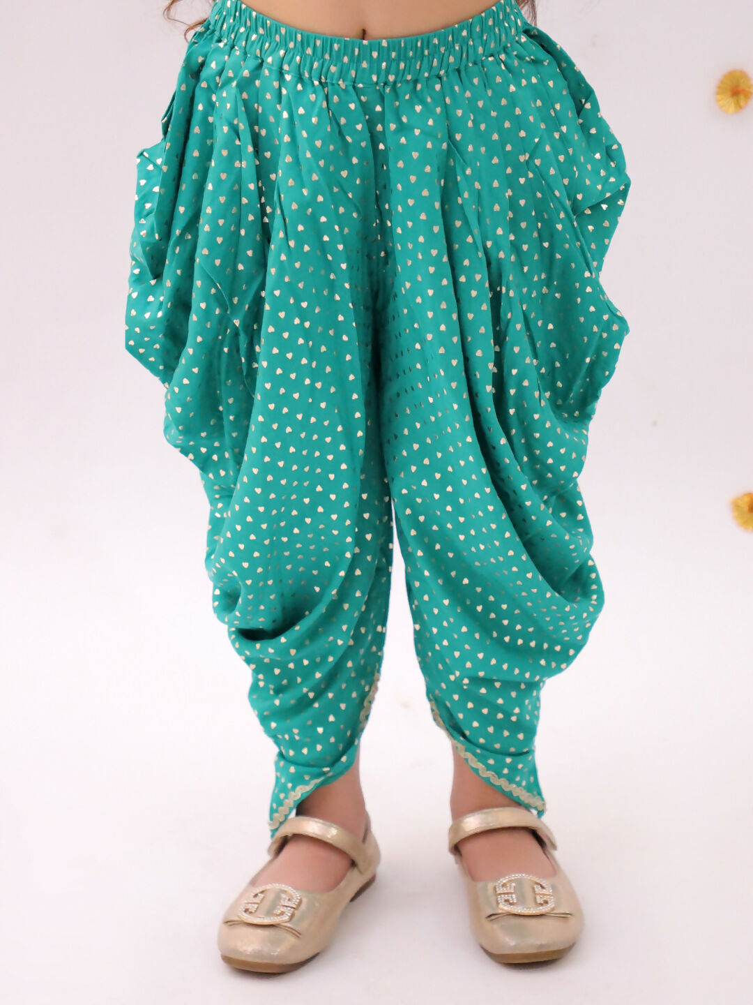 Lil Drama Khilkhilahat Green Crop Top and Dhoti SeT For Girls
