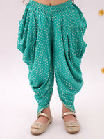 Thumbnail for Lil Drama Khilkhilahat Green Crop Top and Dhoti SeT For Girls