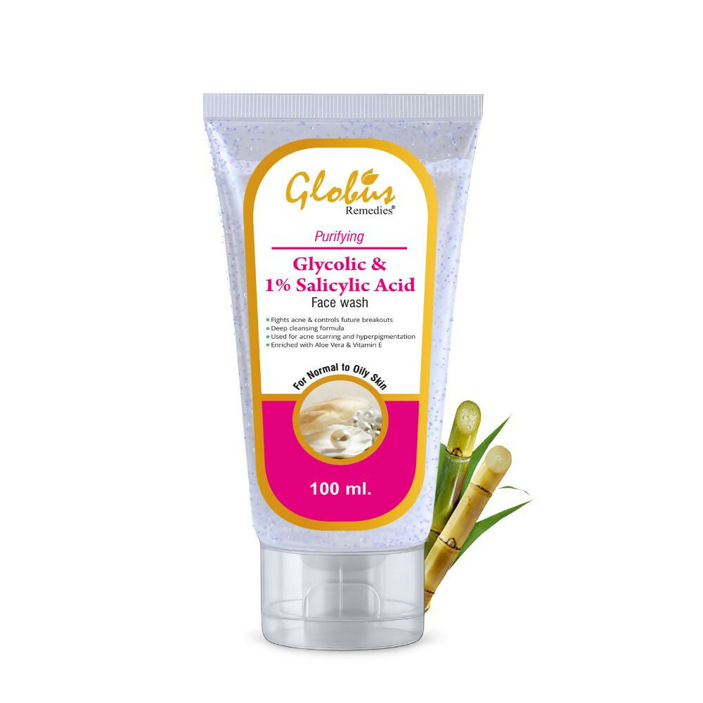 Globus Remedies Anti Acne Glycolic & 1% Salicylic Acid Face wash, For Oily & Acne Prone Skin