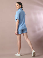 Thumbnail for Myshka Women's Blue Solid Regular Fit Shirt - Distacart
