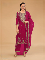 Thumbnail for Anaita Maroon Vichitra Suit with Embroidered & Multi Thread Zari Work