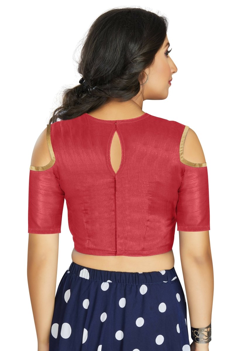Aastha Fashion Women's Gajri Art Silk Cold Shoulder Sleeve Readymade Blouse - Distacart