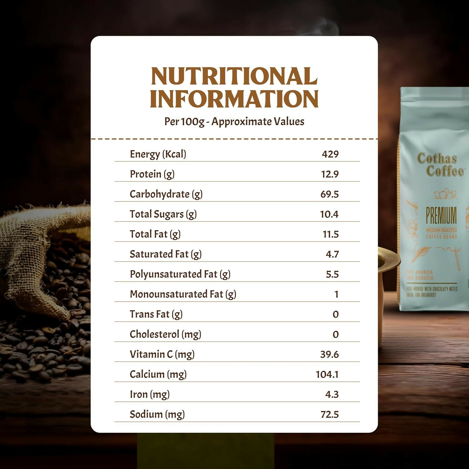 Cothas Coffee Premium Gold Medium Roasted Coffee Beans - Distacart
