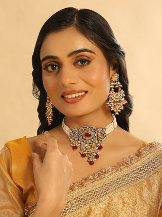 Nuyug 22K Gold Plated Pearl Empress Chandbali Earrings