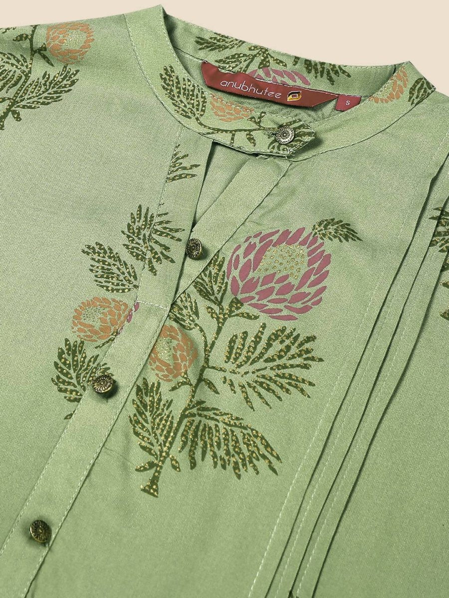 Anubhutee Women Printed Straight Light Green Kurta - Distacart