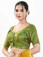 Thumbnail for Joban Fashion Green Brocade Padded Blouse With Sweetheart Neck Elbow Sleeves