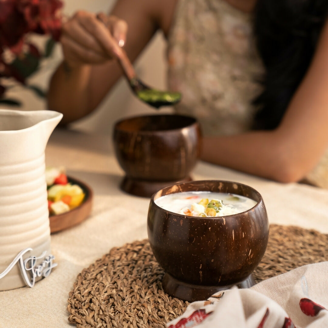 Thenga Coconut Shell Artisan Soup Bowl & Soup Spoon - Dista