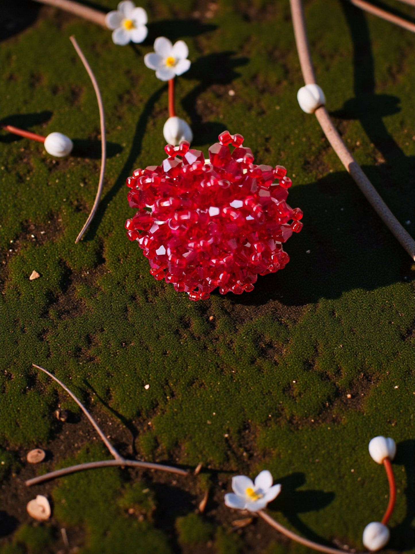 Inhanns Rang-E-Roshan Adjustable Ring – Handmade Crystal Statement Ring - Maroon 2 - Distacart