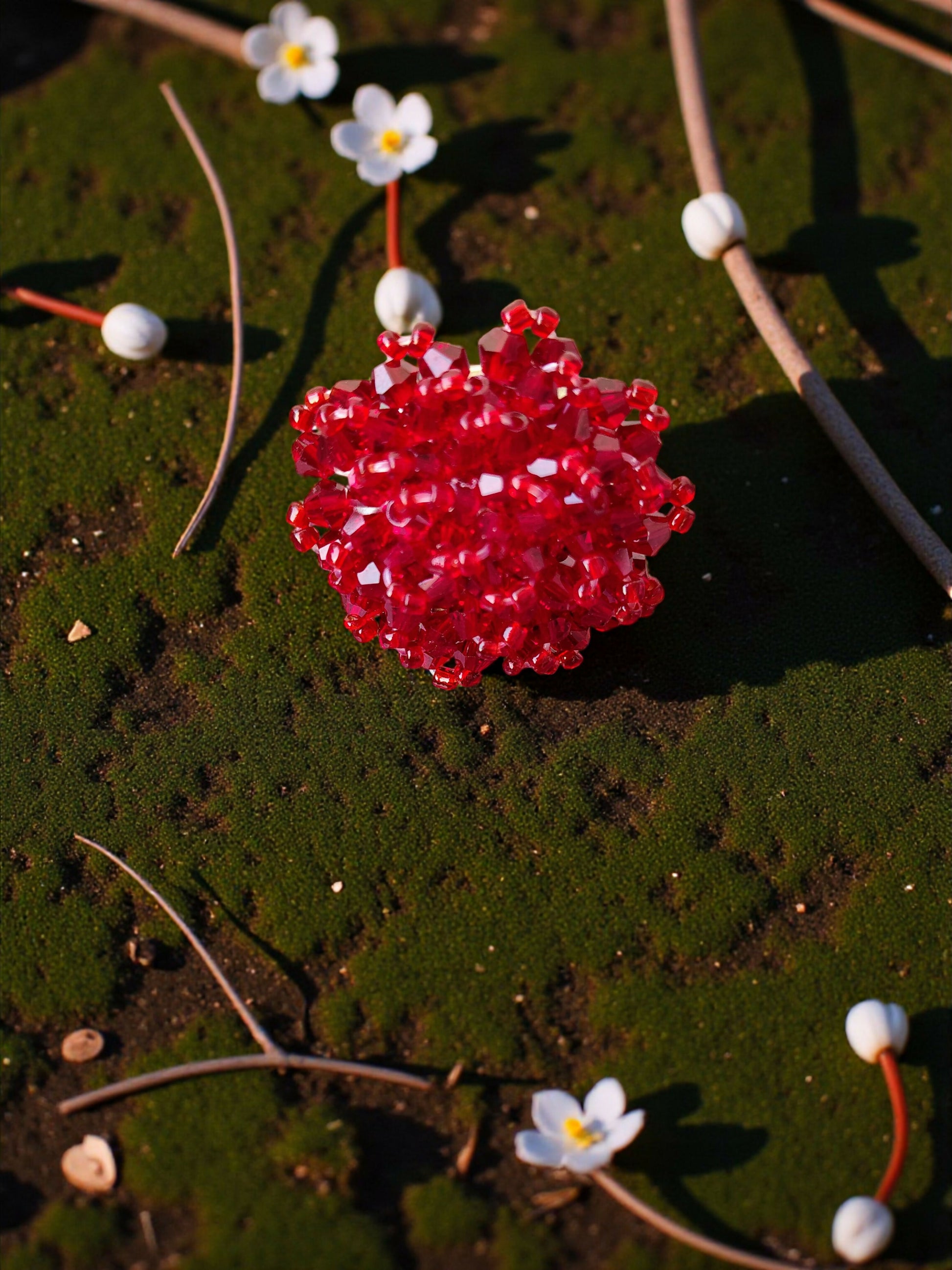 Inhanns Rang-E-Roshan Adjustable Ring – Handmade Crystal Statement Ring - Maroon 2 - Distacart